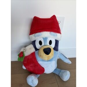 Bluey 22" Holiday‎ Plush with Santa Hat Bluey And Stocking New Stuffed Plushy